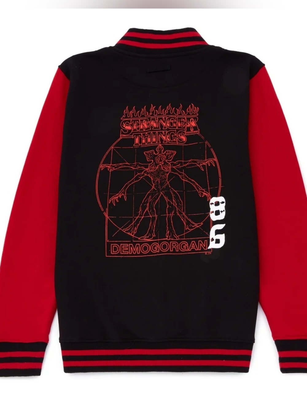 Stranger Things Demogorgan Varsity Jacket - Black & Red